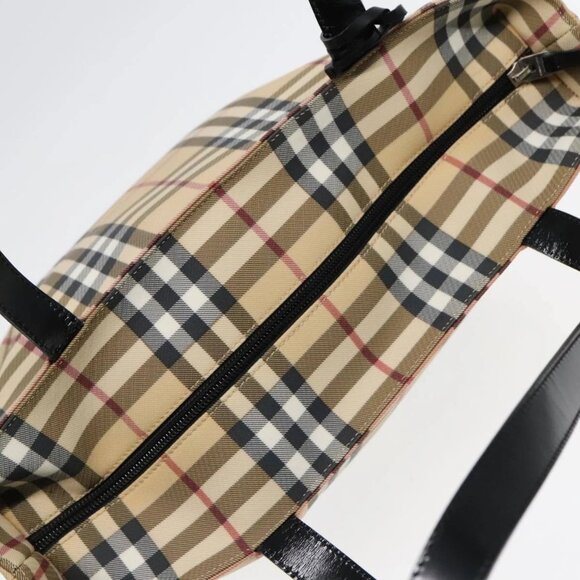 BURBERRY Nova Check Hand Bag PVC Beige Silver Auth - Picture 12 of 16